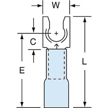 Fork Terminal, #10 Stud Size, 14 AWG, 600 V, Heat Shrink Insulated, Blue, Crimp Termination Only MPN:MH14-10FLK