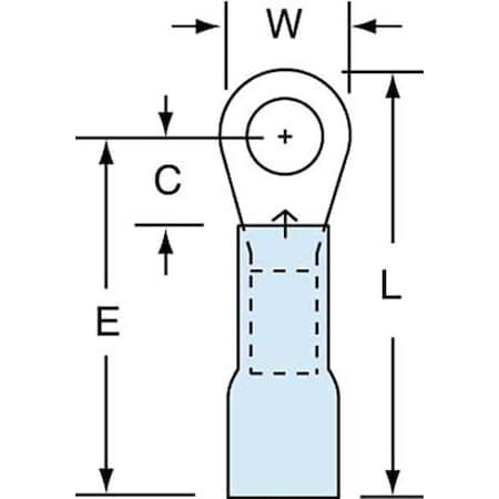 Ring Terminal, #10 Stud Size, 14 AWG, 600 V, Heat Shrink Insulated, Blue, Crimp Termination Only MPN:MH14-10R/LK