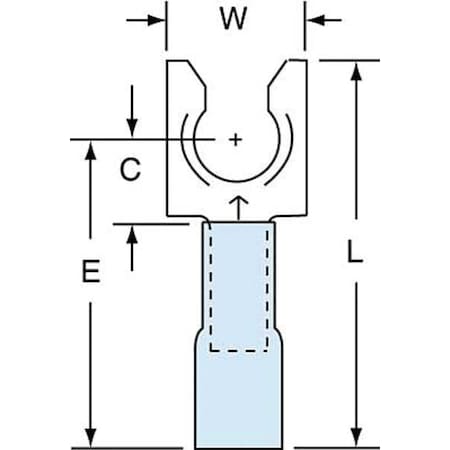Fork Terminal, 1/4 in Stud Size, 14 AWG, 600 V, Heat Shrink Insulated, Blue, Crimp Termination Only MPN:MH14-14FLK