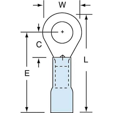 Ring Terminal, 1/4 in Stud Size, 14 AWG, 600 V, Heat Shrink Insulated, Blue, Crimp Termination Only MPN:MH14-14R/SK