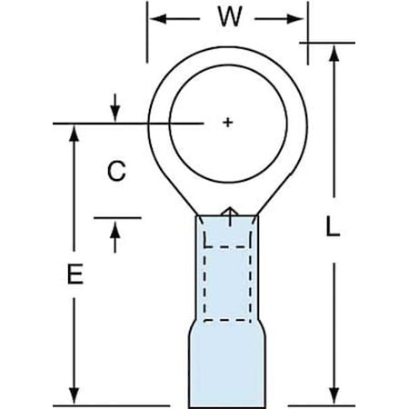 Ring Terminal, 3/8 in Stud Size, 14 AWG, 600 V, Heat Shrink Insulated, Blue, Crimp Termination Only MPN:MH14-38RK