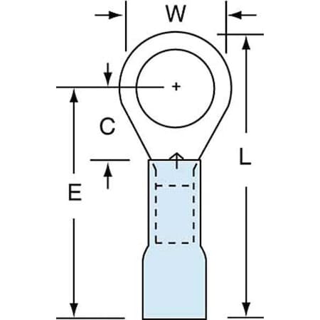 Ring Terminal, 5/16 in Stud Size, 14 AWG, 600 V, Heat Shrink Insulated, Blue, 250 PK MPN:MH14-516R/SK
