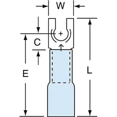 Fork Terminal, #6 Stud Size, 14 AWG, 600 V, Heat Shrink Insulated, Blue, Crimp Termination Only MPN:MH14-6FLK