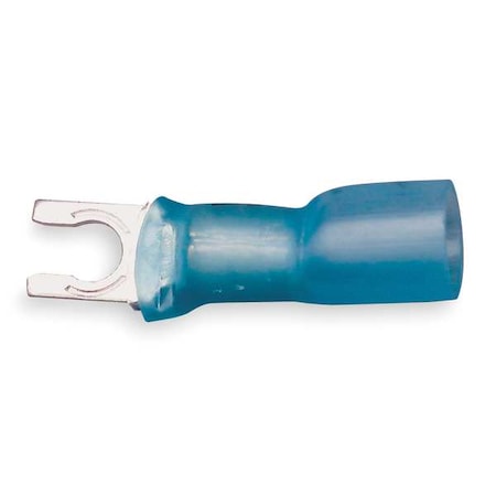 Fork Terminal, #6 Stud Size, 14 AWG, 600 V, Heat Shrink Insulated, Blue, Crimp Termination Only MPN:MH14-6FLX