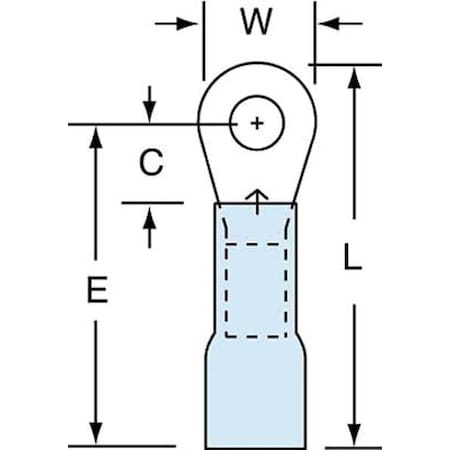 Ring Terminal, #6 Stud Size, 14 AWG, 600 V, Heat Shrink Insulated, Blue, Crimp Termination Only MPN:MH14-6R/LK