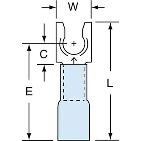 Fork Terminal, #8 Stud Size, 14 AWG, 600 V, Heat Shrink Insulated, Blue, Crimp Termination Only MPN:MH14-8FLK
