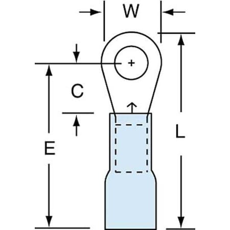 Ring Terminal, #8 Stud Size, 14 AWG, 600 V, Heat Shrink Insulated, Blue, Crimp Termination Only MPN:MH14-8R/LK
