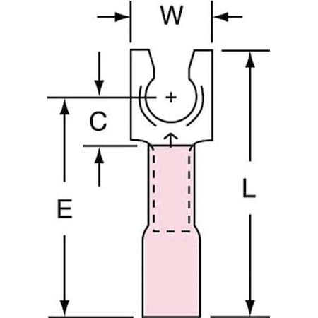 Fork Terminal, #10 Stud Size, 18 AWG, 600 V, Heat Shrink Insulated, Red, Crimp Termination Only MPN:MH18-10FLK