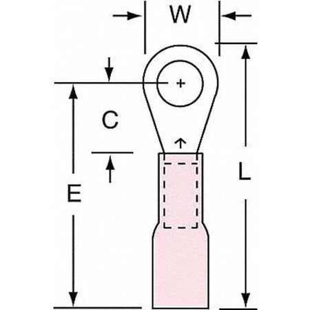 Ring Terminal, #10 Stud Size, 18 AWG, 600 V, Heat Shrink Insulated, Red, Crimp Termination Only MPN:MH18-10R/LK