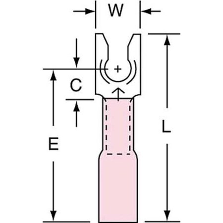 Fork Terminal, #6 Stud Size, 18 AWG, 600 V, Heat Shrink Insulated, Red, Crimp Termination Only MPN:MH18-6FLK