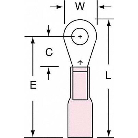 Ring Terminal, #6 Stud Size, 18 AWG, 600 V, Heat Shrink Insulated, Red, Crimp Termination Only MPN:MH18-6R/LK