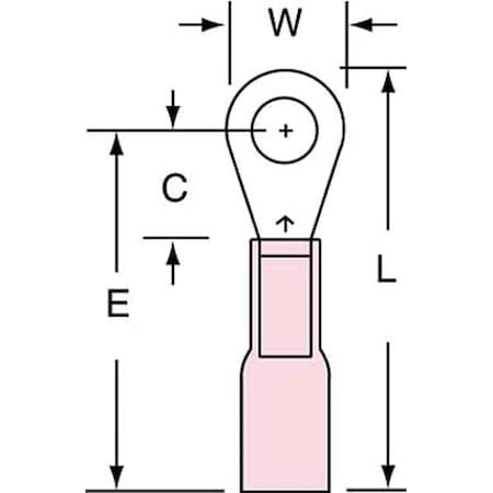 Ring Terminal, #8 Stud Size, 18 AWG, 600 V, Heat Shrink Insulated, Red, Crimp Termination Only MPN:MH18-8R/LK