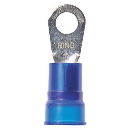 Ring Terminal, 1/4 in Stud Size, 6 AWG, 1, 000 V, Nylon Insulated, Blue, Crimp Termination Only MPN:MN6-14R/SX