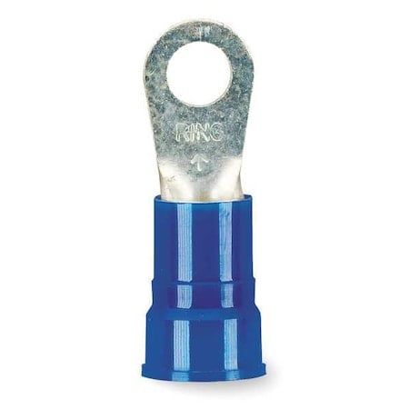 Ring Terminal, 3/8 in Stud Size, 6 AWG, 1, 000 V, Nylon Insulated, Blue, Crimp Termination Only MPN:MN6-38RX