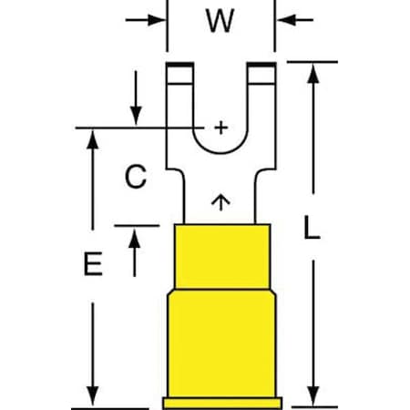Fork Terminal, #10 Stud Size, 10 AWG, 600 V, Nylon Insulated, Yellow, Crimp Termination Only MPN:MNG10-10FFBK