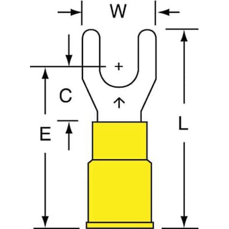 Fork Terminal, #10 Stud Size, 10 AWG, 600 V, Nylon Insulated, Yellow, Crimp Termination Only MPN:MNG10-10FK