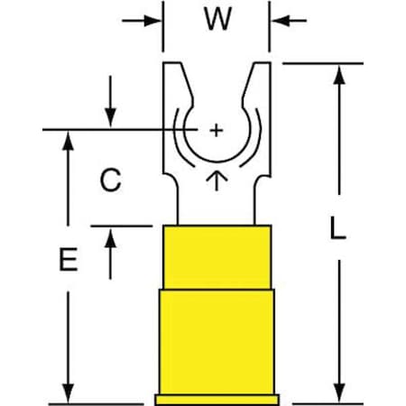Fork Terminal, #10 Stud Size, 10 AWG, 600 V, Nylon Insulated, Yellow, Crimp Termination Only MPN:MNG10-10FLK