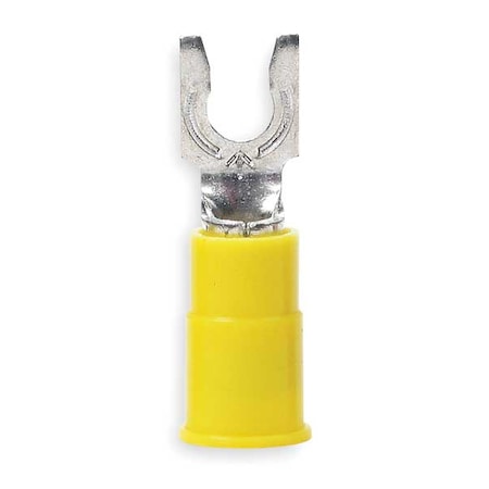 Fork Terminal, #10 Stud Size, 10 AWG, 600 V, Nylon Insulated, Yellow, Crimp Termination Only, 50 PK MPN:MNG10-10FLX