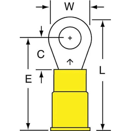 Ring Terminal, #10 Stud Size, 10 AWG, 1, 000 V, Nylon Insulated, Yellow, Crimp Termination Only MPN:MNG10-10RK