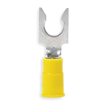 Fork Terminal, 1/4 in Stud Size, 10 AWG, 600 V, Nylon Insulated, Yellow, Crimp Termination Only MPN:MNG10-14FLX