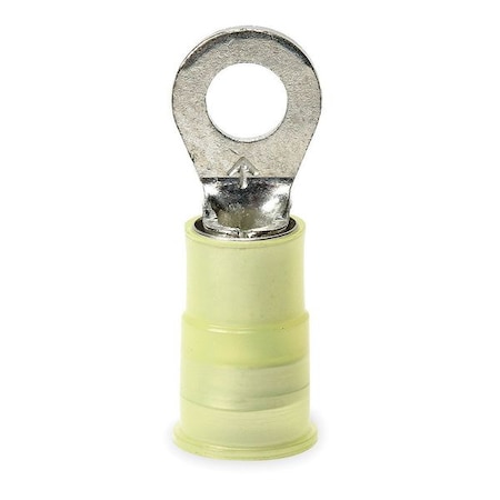 Ring Terminal, 1/4 in Stud Size, 10 AWG, 1, 000 V, Nylon Insulated, Yellow, Crimp Termination Only MPN:MNG10-14R/SX