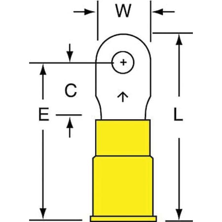 Ring Terminal, #4 Stud Size, 10 AWG, 1, 000 V, Nylon Insulated, Yellow, Crimp Termination Only MPN:MNG10-4R/SK
