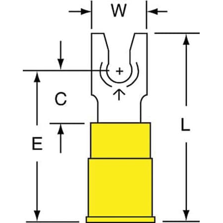 Fork Terminal, #6 Stud Size, 10 AWG, 600 V, Nylon Insulated, Yellow, Crimp Termination Only, 500 PK MPN:MNG10-6FLK
