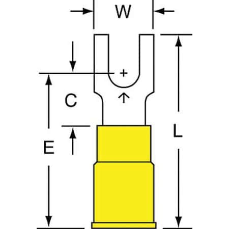 Fork Terminal, #8 Stud Size, 10 AWG, 600 V, Nylon Insulated, Yellow, Crimp Termination Only, 500 PK MPN:MNG10-8FBK