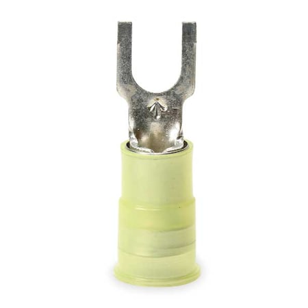 Fork Terminal, #8 Stud Size, 10 AWG, 600 V, Nylon Insulated, Yellow, Crimp Termination Only, 50 PK MPN:MNG10-8FBX