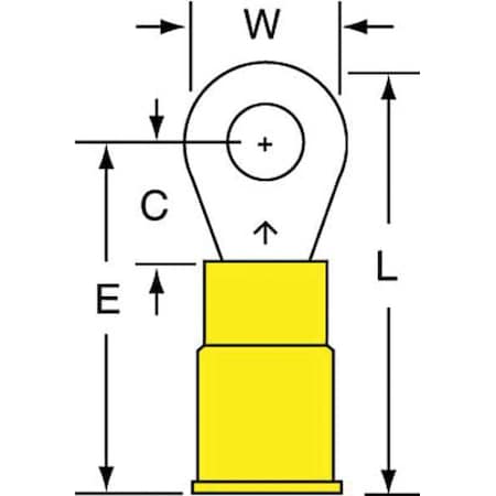 Ring Terminal, #8 Stud Size, 10 AWG, 1, 000 V, Nylon Insulated, Yellow, Crimp Termination Only MPN:MNG10-8RK