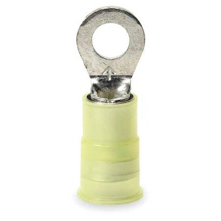 Ring Terminal, #8 Stud Size, 10 AWG, 1, 000 V, Nylon Insulated, Yellow, Crimp Termination Only MPN:MNG10-8RX