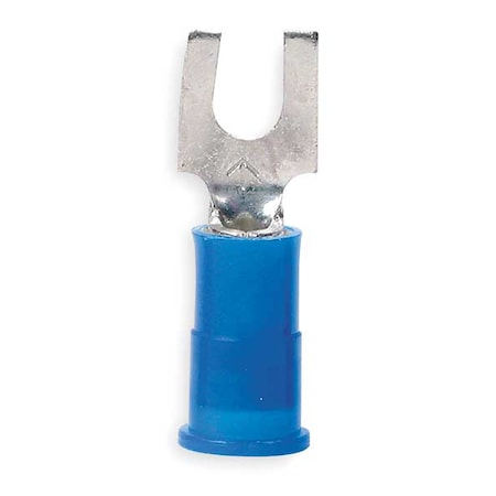 Fork Terminal, #10 Stud Size, 14 AWG, 600 V, Nylon Insulated, Blue, Crimp Termination Only, 100 PK MPN:MNG14-10FBX