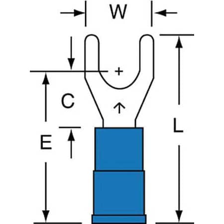 Fork Terminal, #10 Stud Size, 14 AWG, 600 V, Nylon Insulated, Blue, Crimp Termination Only, 1000 PK MPN:MNG14-10FK