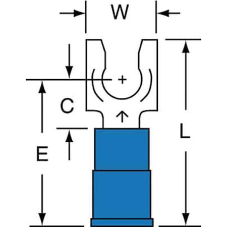 Fork Terminal, #10 Stud Size, 14 AWG, 600 V, Nylon Insulated, Blue, Crimp Termination Only, 1000 PK MPN:MNG14-10FLK