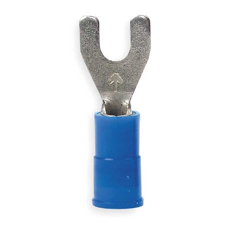 Fork Terminal, #10 Stud Size, 14 AWG, 600 V, Nylon Insulated, Blue, Crimp Termination Only, 100 PK MPN:MNG14-10FLX