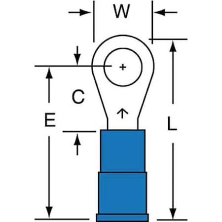 Ring Terminal, #10 Stud Size, 14 AWG, 1, 000 V, Nylon Insulated, Blue, Crimp Termination Only MPN:MNG14-10R/LK