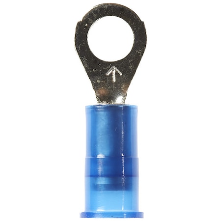 Ring Terminal, #10 Stud Size, 14 AWG, 1, 000 V, Nylon Insulated, Blue, Crimp Termination Only MPN:MNG14-10RX