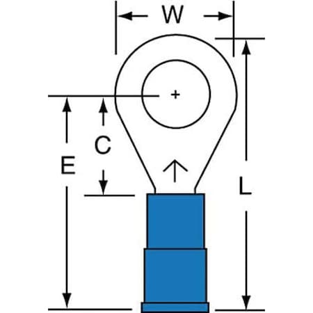 Ring Terminal, 1/4 in Stud Size, 14 AWG, 1, 000 V, Nylon Insulated, Blue, Crimp Termination Only MPN:MNG14-14R/SK