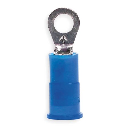 Ring Terminal, 1/4 in Stud Size, 14 AWG, 1, 000 V, Nylon Insulated, Blue, Crimp Termination Only MPN:MNG14-14R/SX