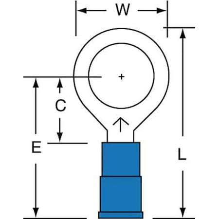 Ring Terminal, 3/8 in Stud Size, 14 AWG, 1, 000 V, Nylon Insulated, Blue, Crimp Termination Only MPN:MNG14-38RK
