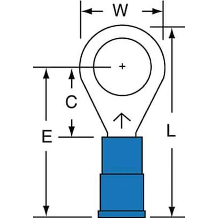 Ring Terminal, 5/16 in Stud Size, 14 AWG, 1, 000 V, Nylon Insulated, Blue, Crimp Termination Only MPN:MNG14-516R/SK