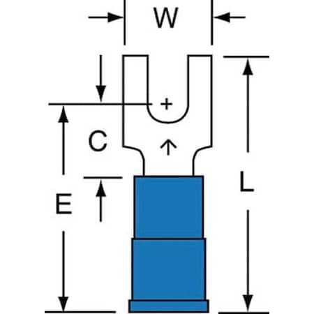 Fork Terminal, #6 Stud Size, 14 AWG, 600 V, Nylon Insulated, Blue, Crimp Termination Only, 1000 PK MPN:MNG14-6FB/SK