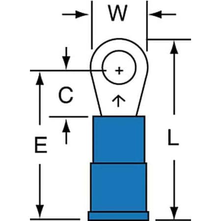 Ring Terminal, #6 Stud Size, 14 AWG, 1, 000 V, Nylon Insulated, Blue, Crimp Termination Only MPN:MNG14-6R/SK