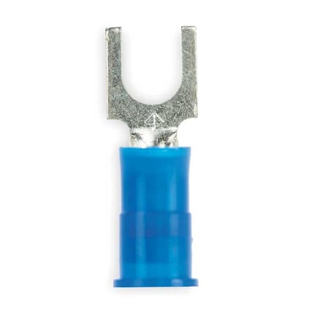 Fork Terminal, #8 Stud Size, 14 AWG, 600 V, Nylon Insulated, Blue, Crimp Termination Only, 100 PK MPN:MNG14-8FBX