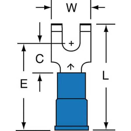 Fork Terminal, #8 Stud Size, 14 AWG, 600 V, Nylon Insulated, Blue, Crimp Termination Only, 1000 PK MPN:MNG14-8FFBK