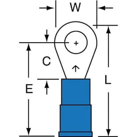 Ring Terminal, #8 Stud Size, 14 AWG, 1, 000 V, Nylon Insulated, Blue, Crimp Termination Only MPN:MNG14-8RK