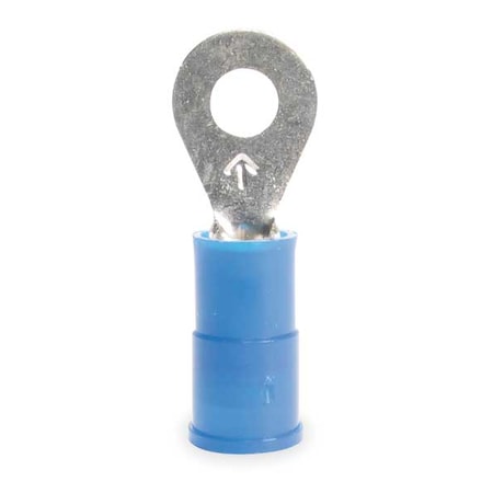 Ring Terminal, #8 Stud Size, 14 AWG, 1, 000 V, Nylon Insulated, Blue, Crimp Termination Only, 100 PK MPN:MNG14-8RX