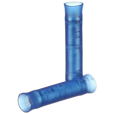 Butt Splice Wire Connector, 14 AWG Max, Blue, Nylon Insulation, 600 V, 100 PK MPN:MNG14BCX