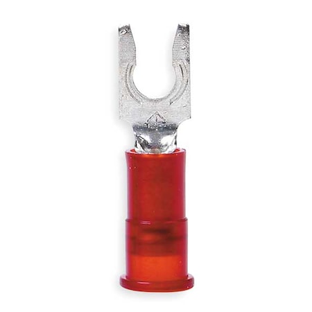Fork Terminal, #10 Stud Size, 18 AWG, 600 V, Nylon Insulated, Red, Crimp Termination Only, 100 PK MPN:MNG18-10FBX