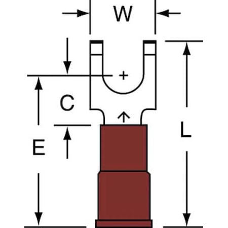 Fork Terminal, #10 Stud Size, 18 AWG, 600 V, Nylon Insulated, Red, Crimp Termination Only, 1000 PK MPN:MNG18-10FFBK